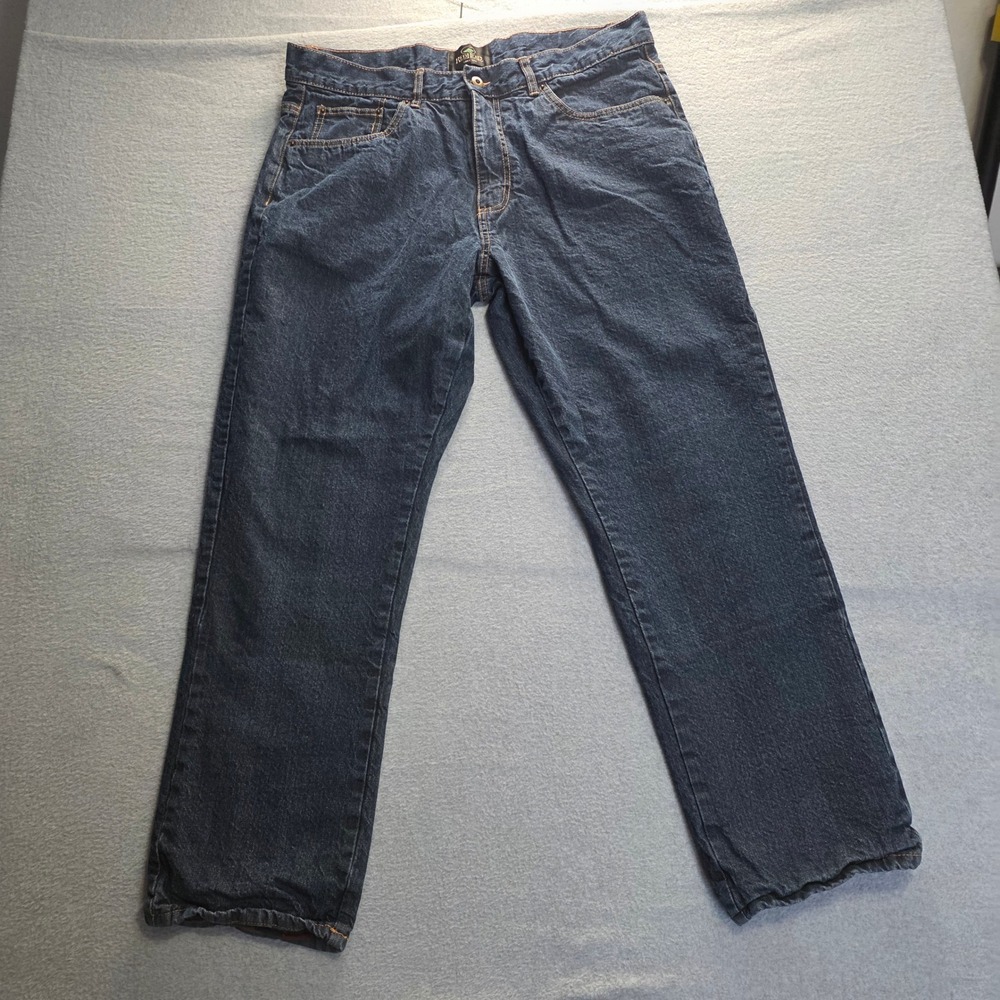 RedHead‎ Mens Flannel Lined Jeans Dark Wash Buffalo Plaid Denim Pants 40x30